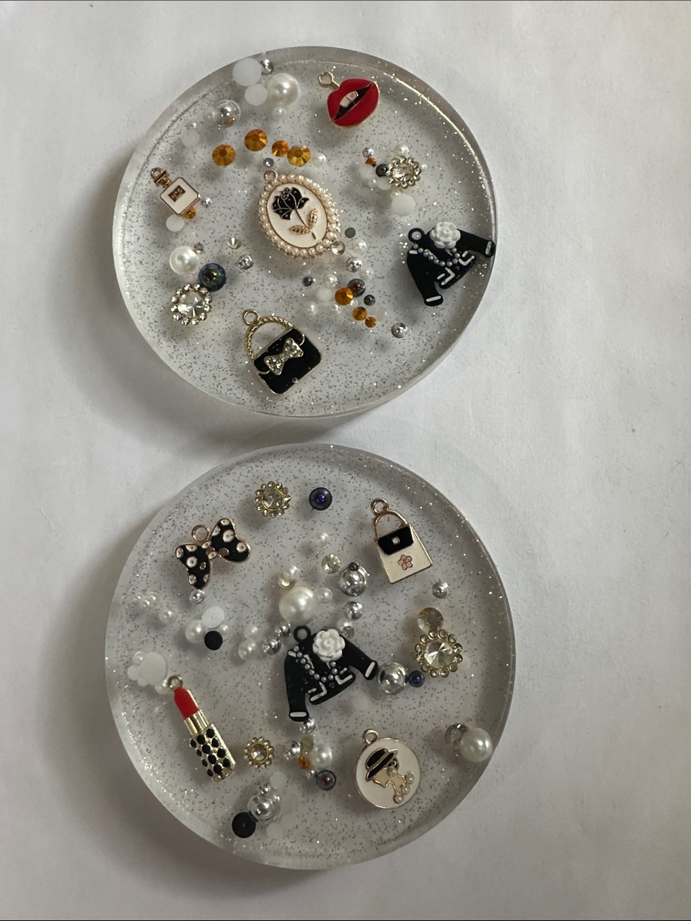 Charming Black & White Fashion Charms - Set of Mixed Enamel Pendants
